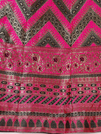 Lorenvalley Fashion Black & Pink Semi-Stitched Lehenga & Unstitched Blouse With Dupatta