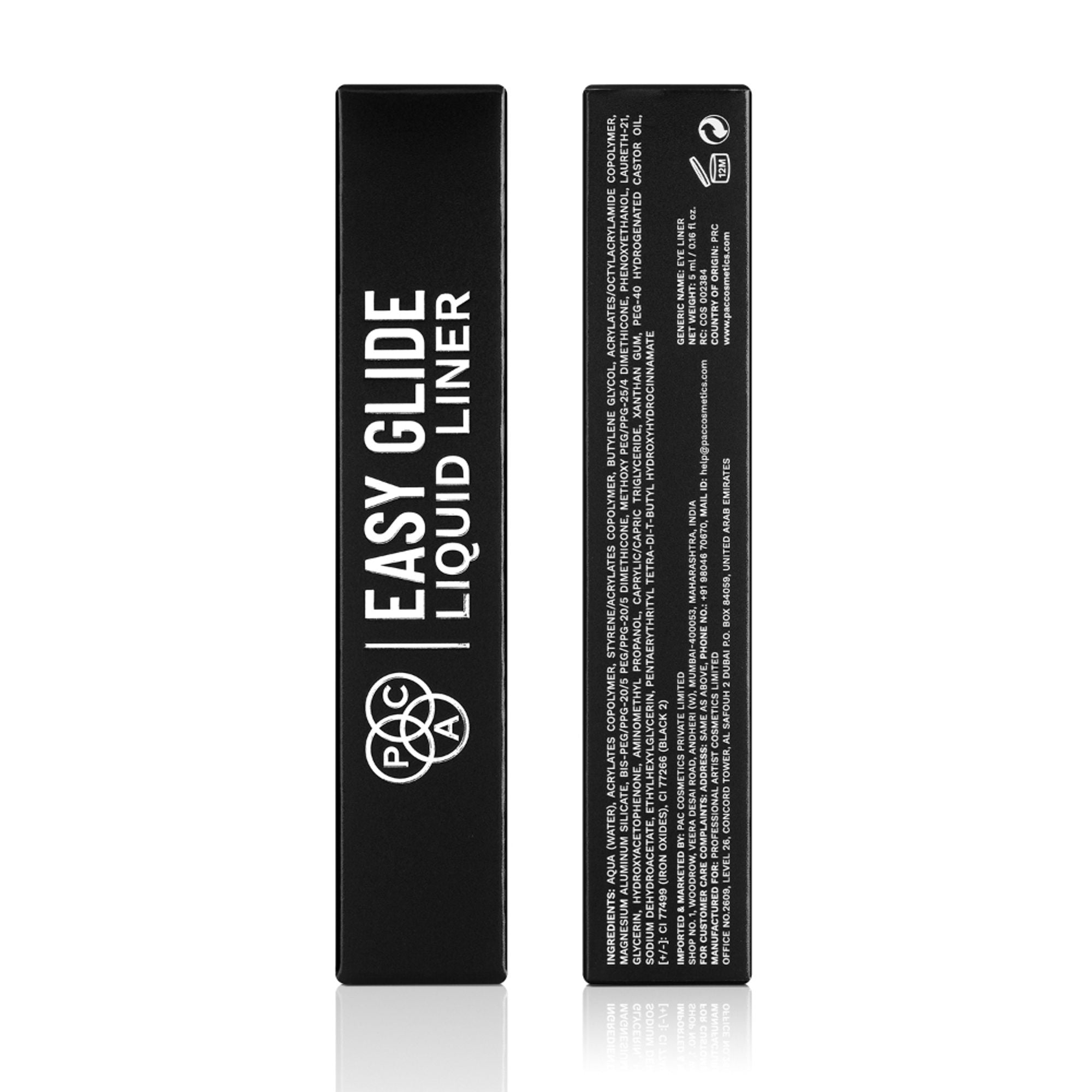 PAC Studio Easy Glide Liquid Liner - 24H Waterproof & Smudgeproof, Intense Matte Finish, Quick Dry Formula