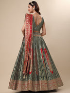 Lorenvalley Fashion Green Ready to Wear Lehenga & Unstitched Blouse With Dupatta
