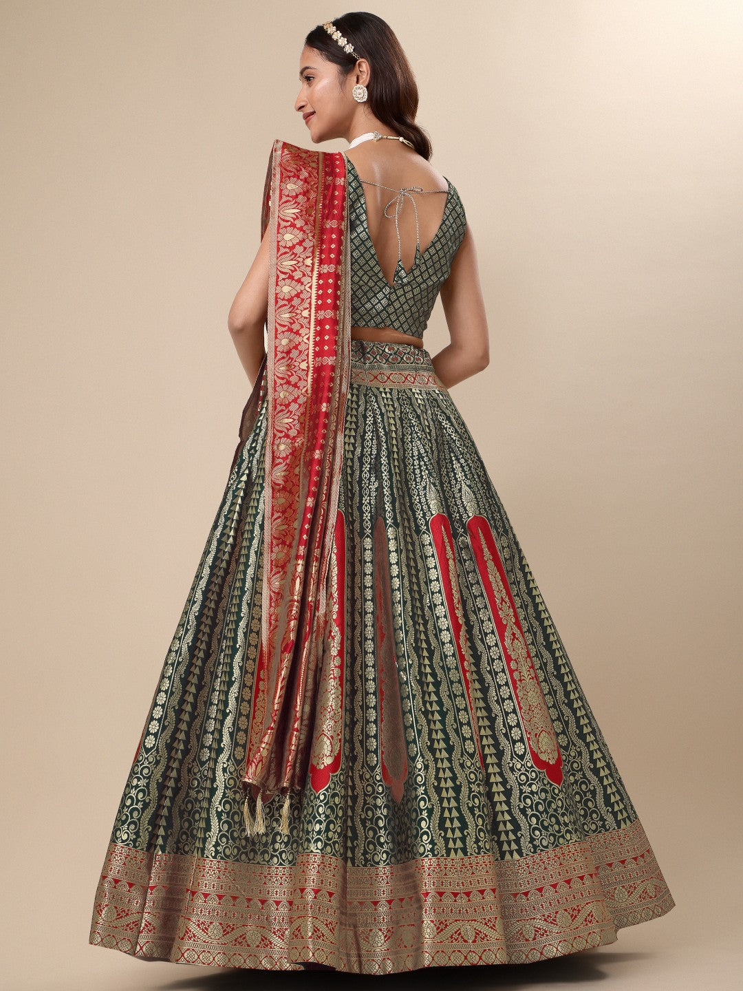 Lorenvalley Fashion Green Ready to Wear Lehenga & Unstitched Blouse With Dupatta
