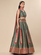 Lorenvalley Fashion Green Ready to Wear Lehenga & Unstitched Blouse With Dupatta