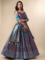 Lorenvalley Fashion Blue Ready to Wear Lehenga & Unstitched Blouse With Dupatta