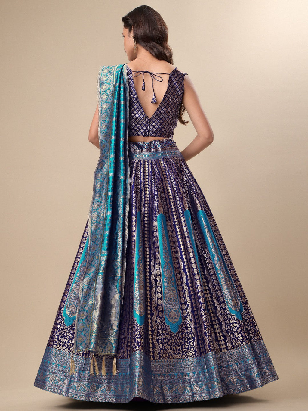 Lorenvalley Fashion Blue Ready to Wear Lehenga & Unstitched Blouse With Dupatta