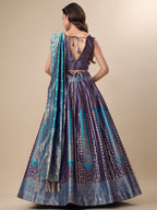 Lorenvalley Fashion Blue Ready to Wear Lehenga & Unstitched Blouse With Dupatta