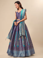 Lorenvalley Fashion Blue Ready to Wear Lehenga & Unstitched Blouse With Dupatta