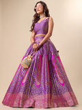 Lorenvalley Fashion Purple Ready to Wear Lehenga & Unstitched Blouse With Dupatta