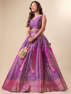 Lorenvalley Fashion Purple Ready to Wear Lehenga & Unstitched Blouse With Dupatta