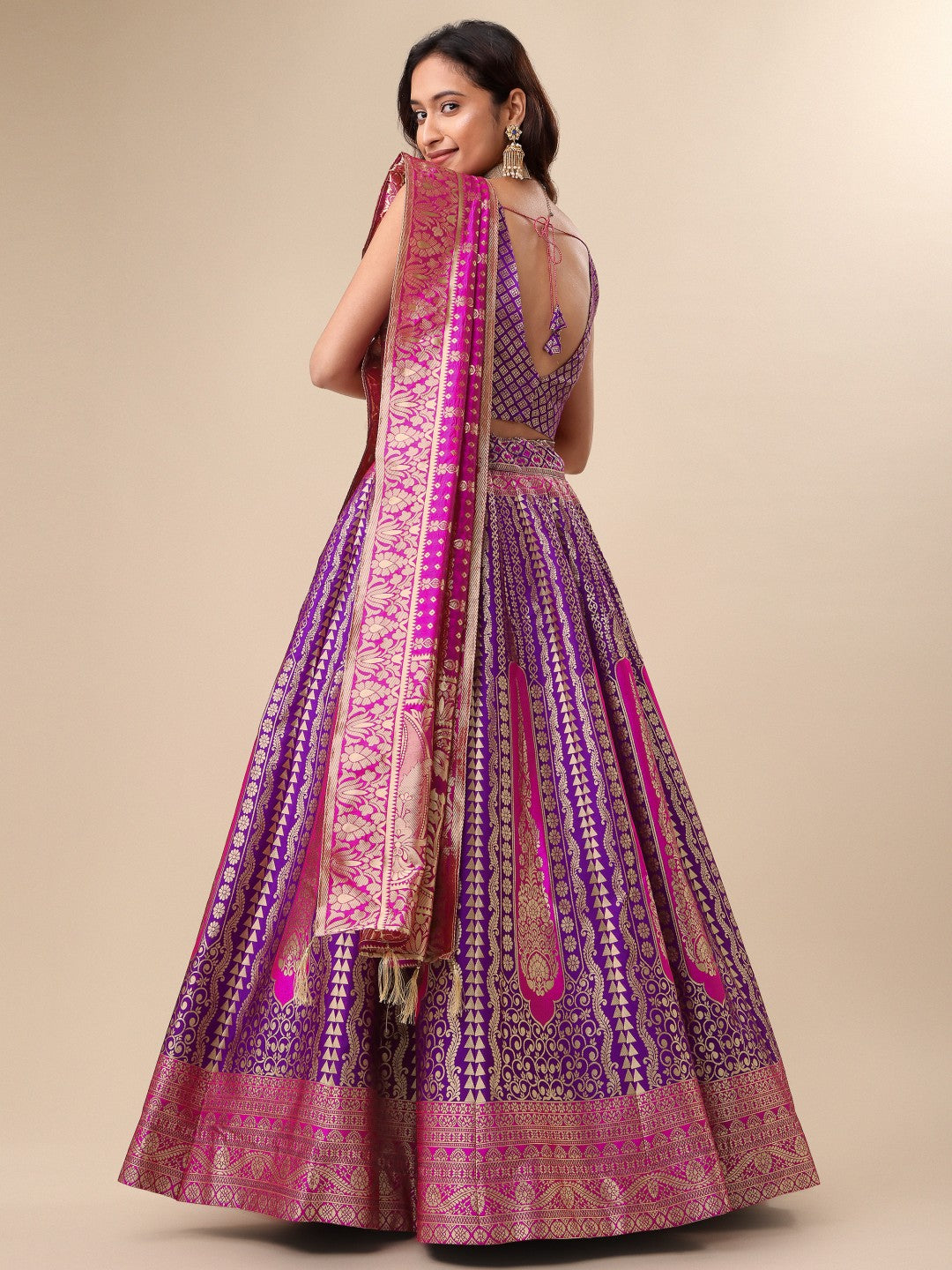 Lorenvalley Fashion Purple Ready to Wear Lehenga & Unstitched Blouse With Dupatta