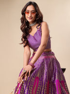 Lorenvalley Fashion Purple Ready to Wear Lehenga & Unstitched Blouse With Dupatta