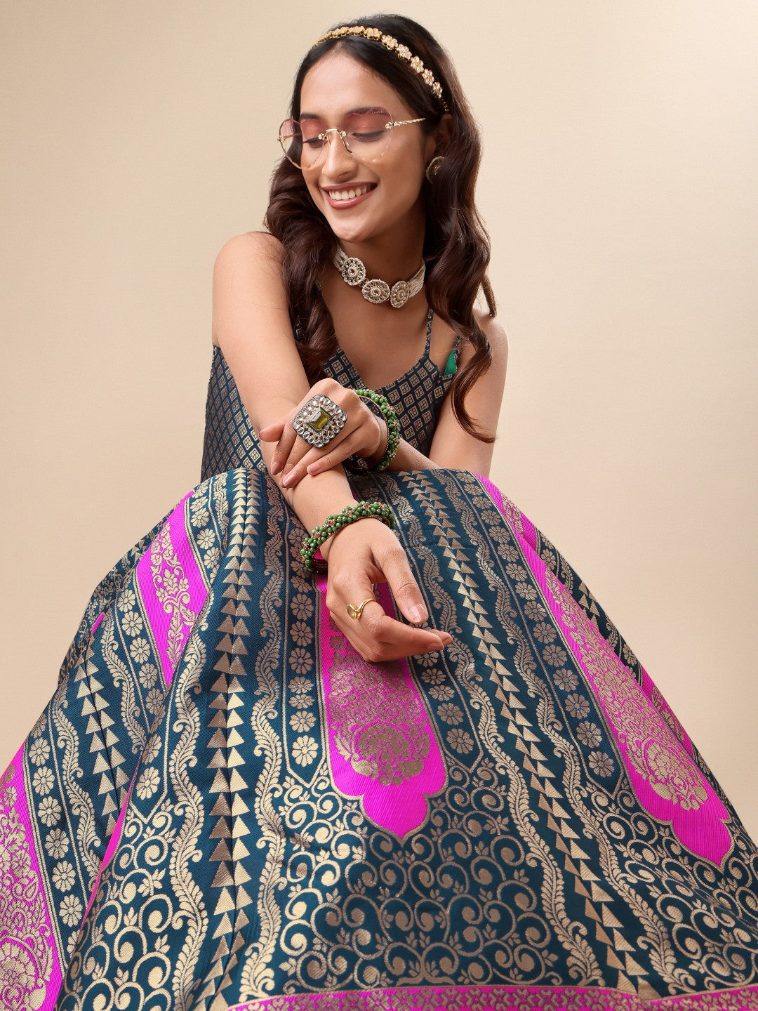 Lorenvalley Fashion Rama Ready to Wear Lehenga & Unstitched Blouse With Dupatta