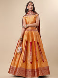 Lorenvalley Fashion Orange Ready to Wear Lehenga & Unstitched Blouse With Dupatta