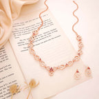 Tehzeeb Creationss Gold-Polished Choker Pink Stone Necklace With Stud Earrings