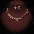 Tehzeeb Creationss Gold-Polished Choker Pink Stone Necklace With Stud Earrings