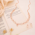 Tehzeeb Creationss Gold-Polished Choker White Stone Necklace With Stud Earrings