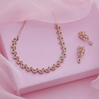 Tehzeeb Creationss Rose Gold-Polished Necklace With Stud