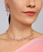 Tehzeeb Creationss Rose Gold-Polished Necklace With Stud