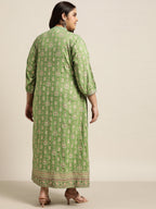 Juniper Women`s Pista Green Rayon Fusion Wear Printed A-line Dress - Distacart