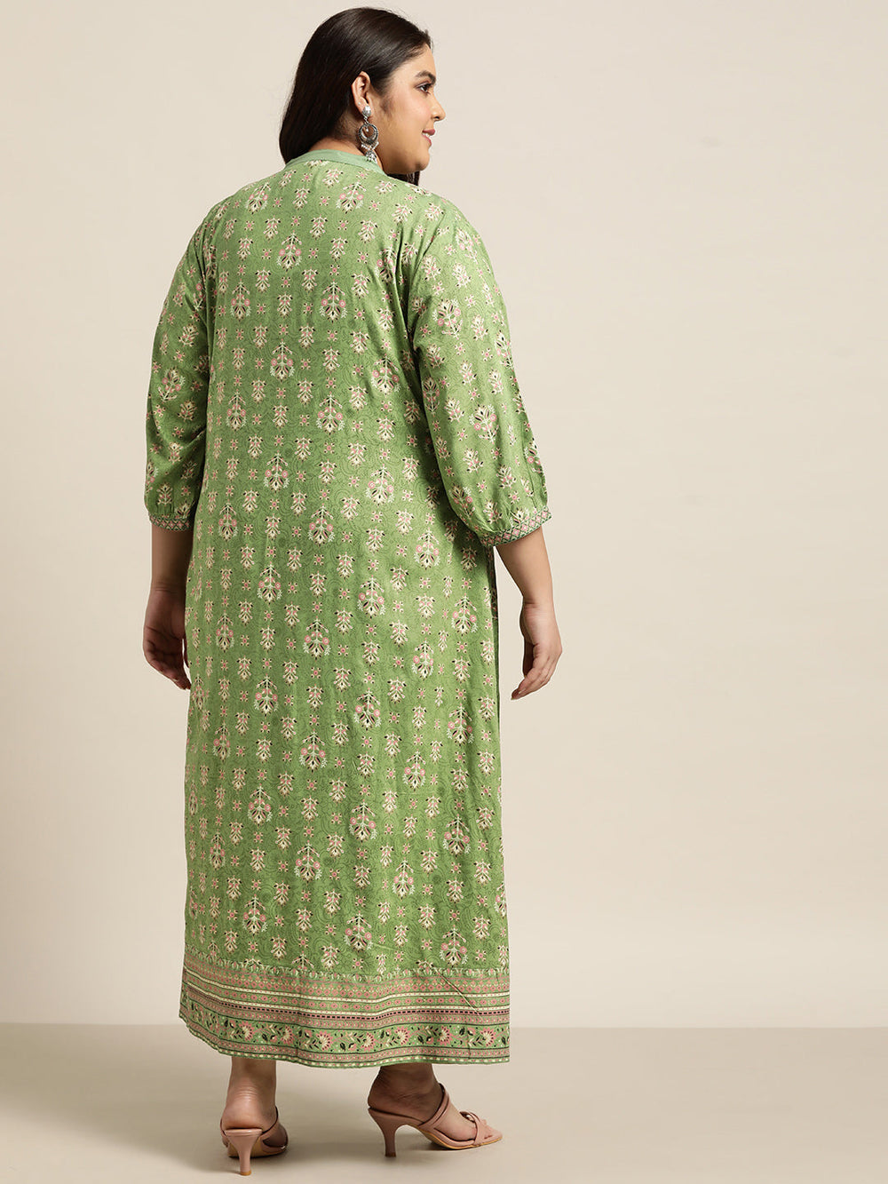 Juniper Women`s Pista Green Rayon Fusion Wear Printed A-line Dress - Distacart