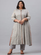 Juniper Women`s Grey Rayon Daily Wear Printed A-line Kurta Sets - Distacart