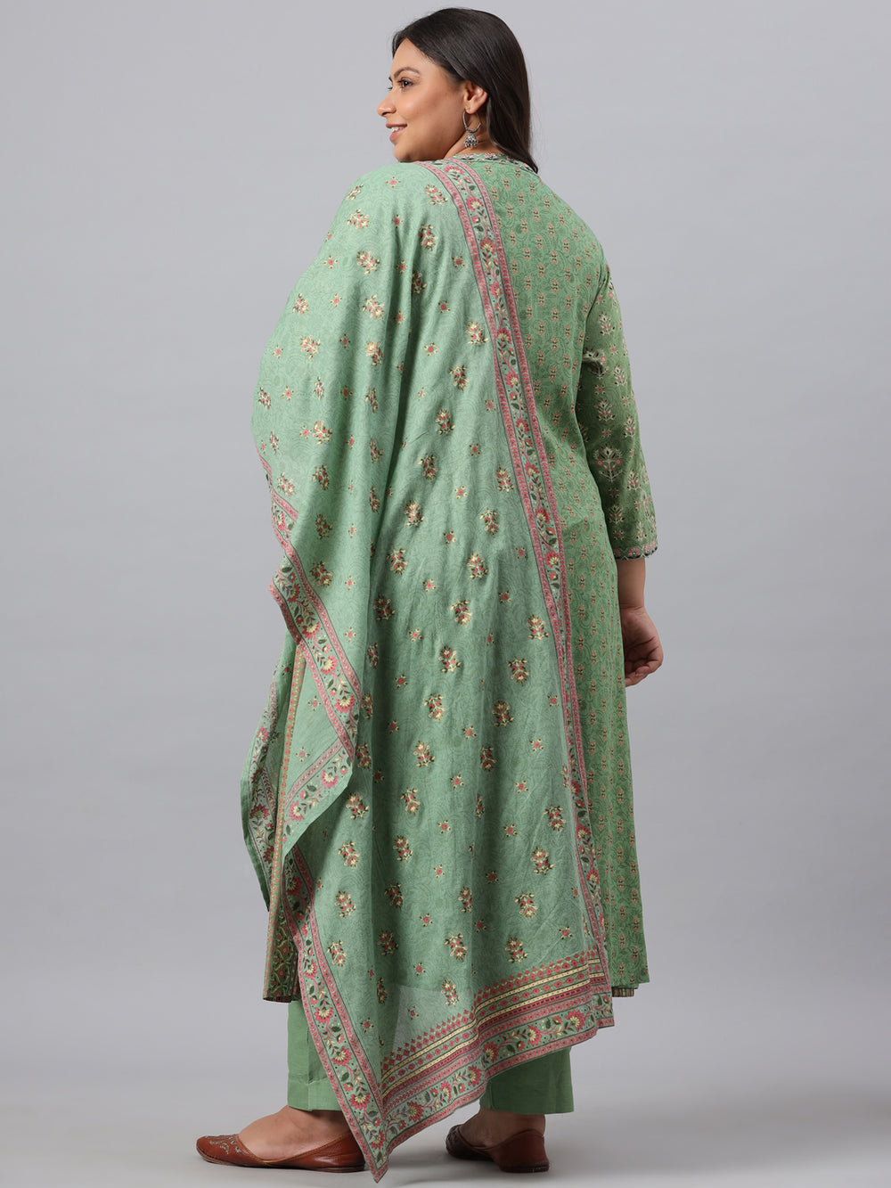 Juniper Women`s Pista Green Rayon Daily Wear Printed A-line Kurta Sets - Distacart
