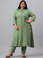 Juniper Women`s Pista Green Rayon Daily Wear Printed A-line Kurta Sets - Distacart