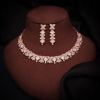Tehzeeb Creations Rose Gold-Polished Baby Pink Choker Necklace With Dangle Earrings