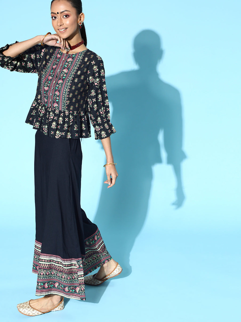 Juniper Womens Black Floral Printed Rayon Clothing Set - Distacart