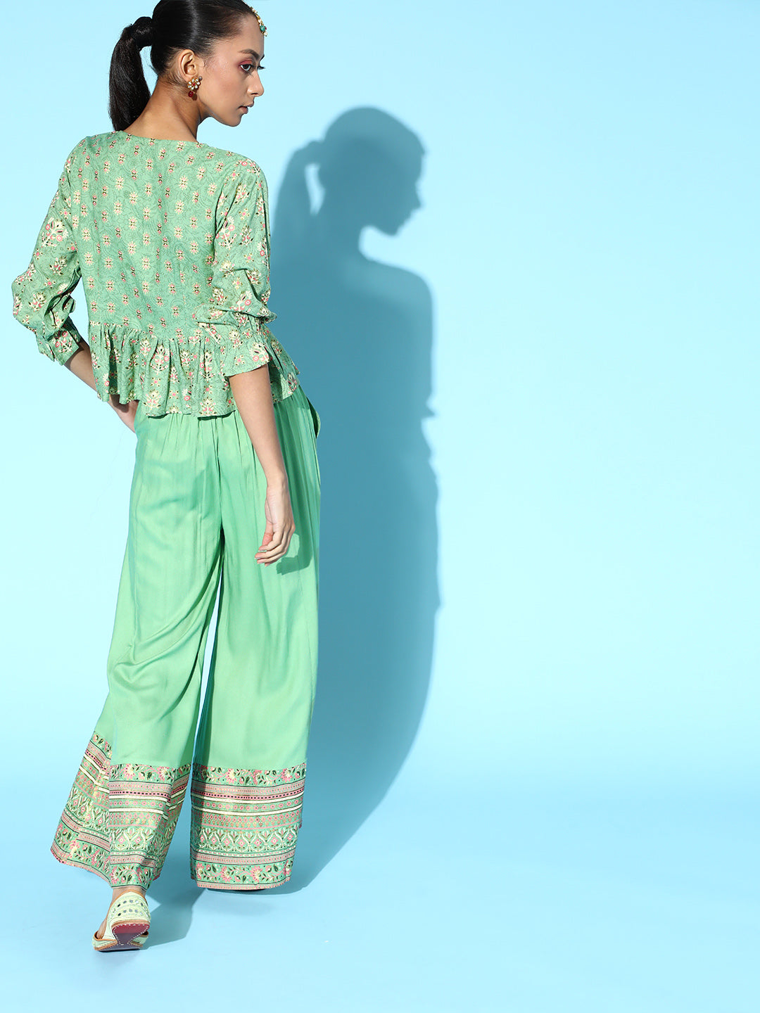 Juniper Womens Pistagreen Floral Printed Rayon Clothing Set - Distacart