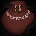 Tehzeeb Creations Rose Gold-Polished Black Choker Necklace With Dangle Earrings