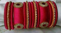 Pure Pink Silk Threaded Designer Stone Bangles Set of 2