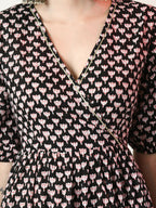 Myshka Women's Black Empire Printed Dress - Distacart