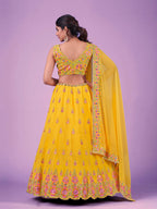Myra Yellow Georgette Embroidered Designer Lehenga