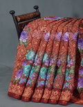 Shades of Maroon Colour Floral Design Semi Chanderi Saree By Gayathri Reddy Designer Studio