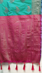 Lorenvalley Fashion Navyblue Soft Silk Woven Design Zari Weaving Saree