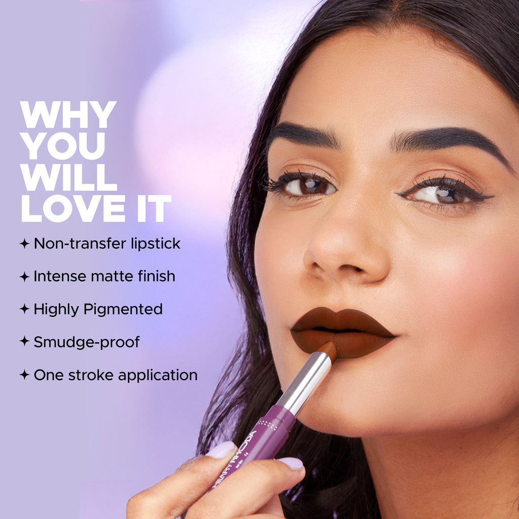 Hilary Rhoda Pro Matte Non-Transfer Waterproof Lipstick - Coffee Brown 10 - Distacart