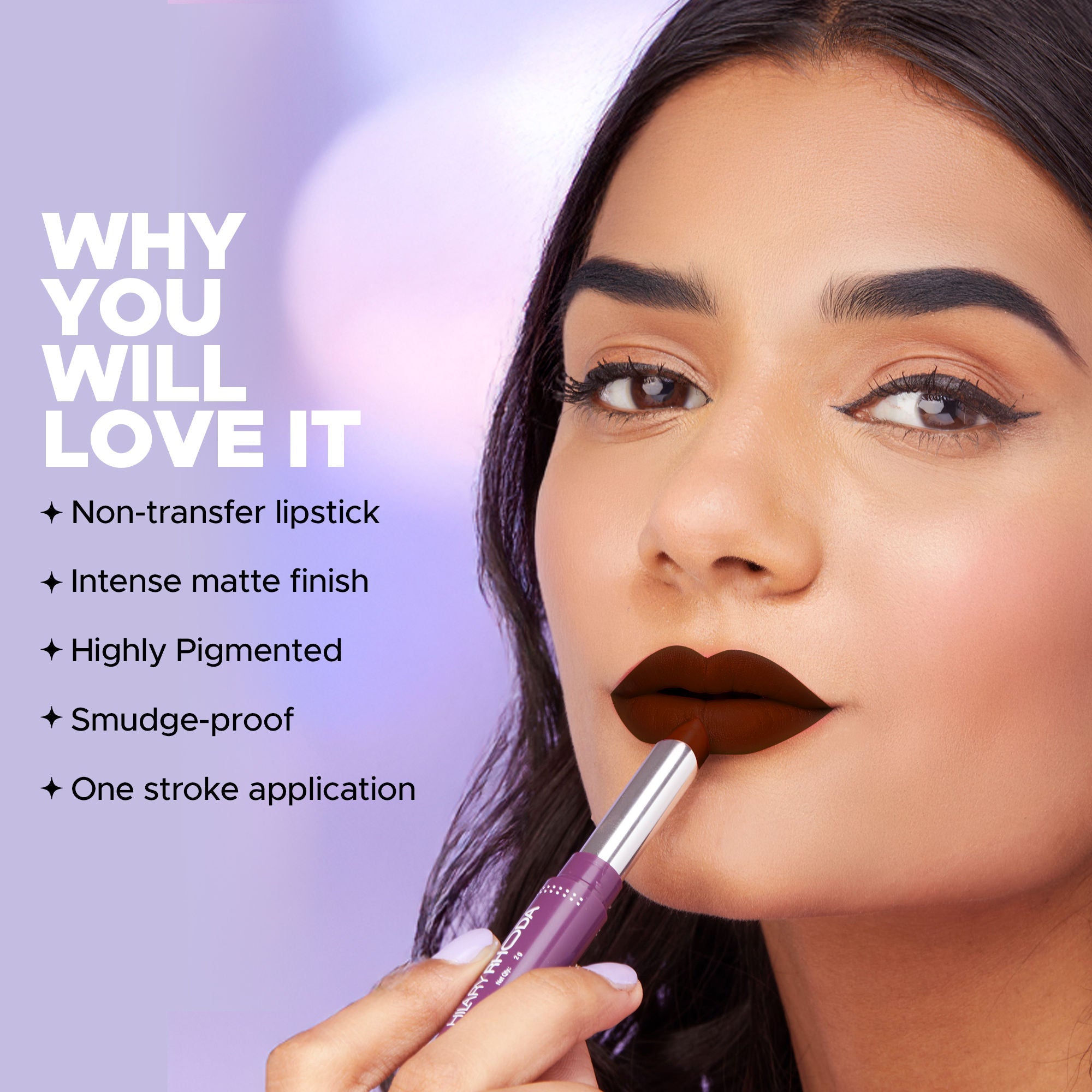 Hilary Rhoda Pro Matte Non-Transfer Waterproof Lipstick - Hot Plum 22 - Distacart