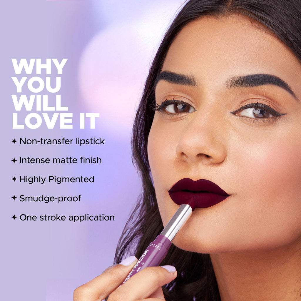Hilary Rhoda Pro Matte Non-Transfer Waterproof Lipstick - Berry Bean 23 - Distacart