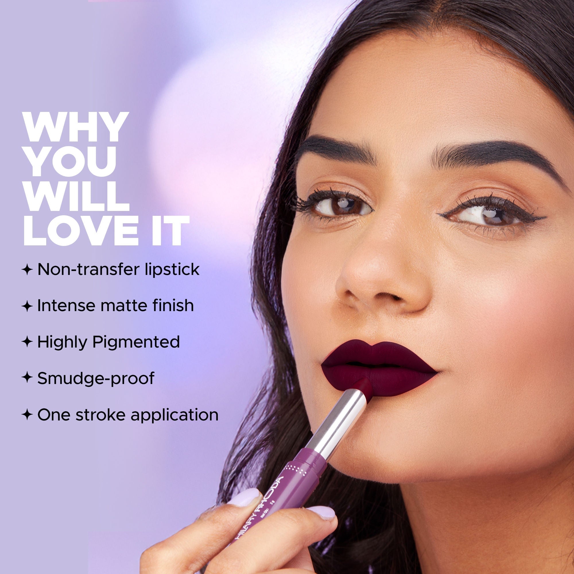 Hilary Rhoda Pro Matte Non-Transfer Waterproof Lipstick - Wine Rouge 24 - Distacart