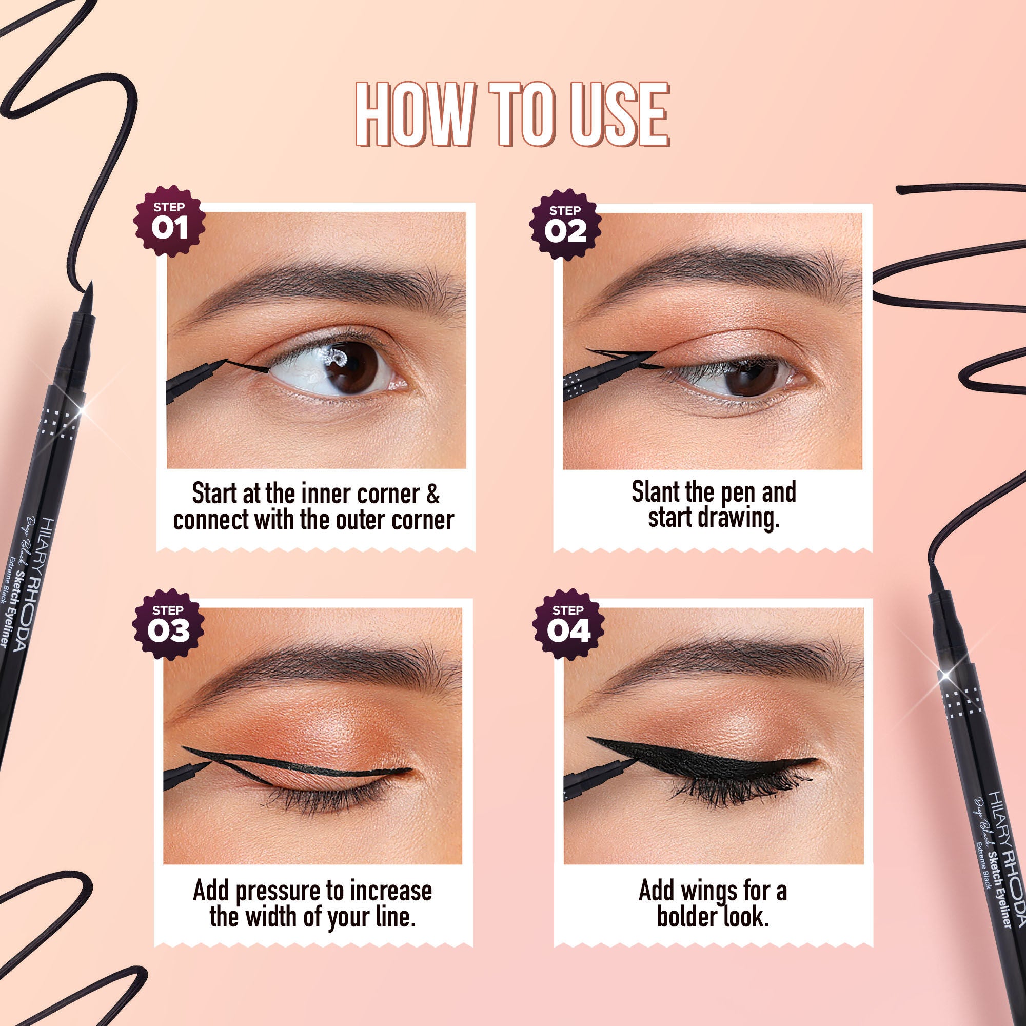 Hilary Rhoda Deep Black Sketch Waterproof Eyeliner - Distacart