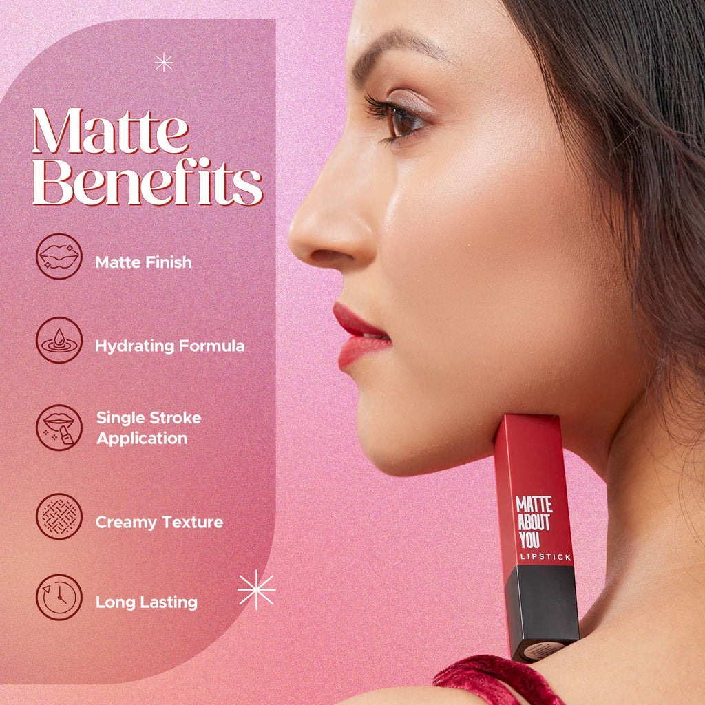 Hilary Rhoda Matte About You Lipstick - Scarlet Red 08 - Distacart