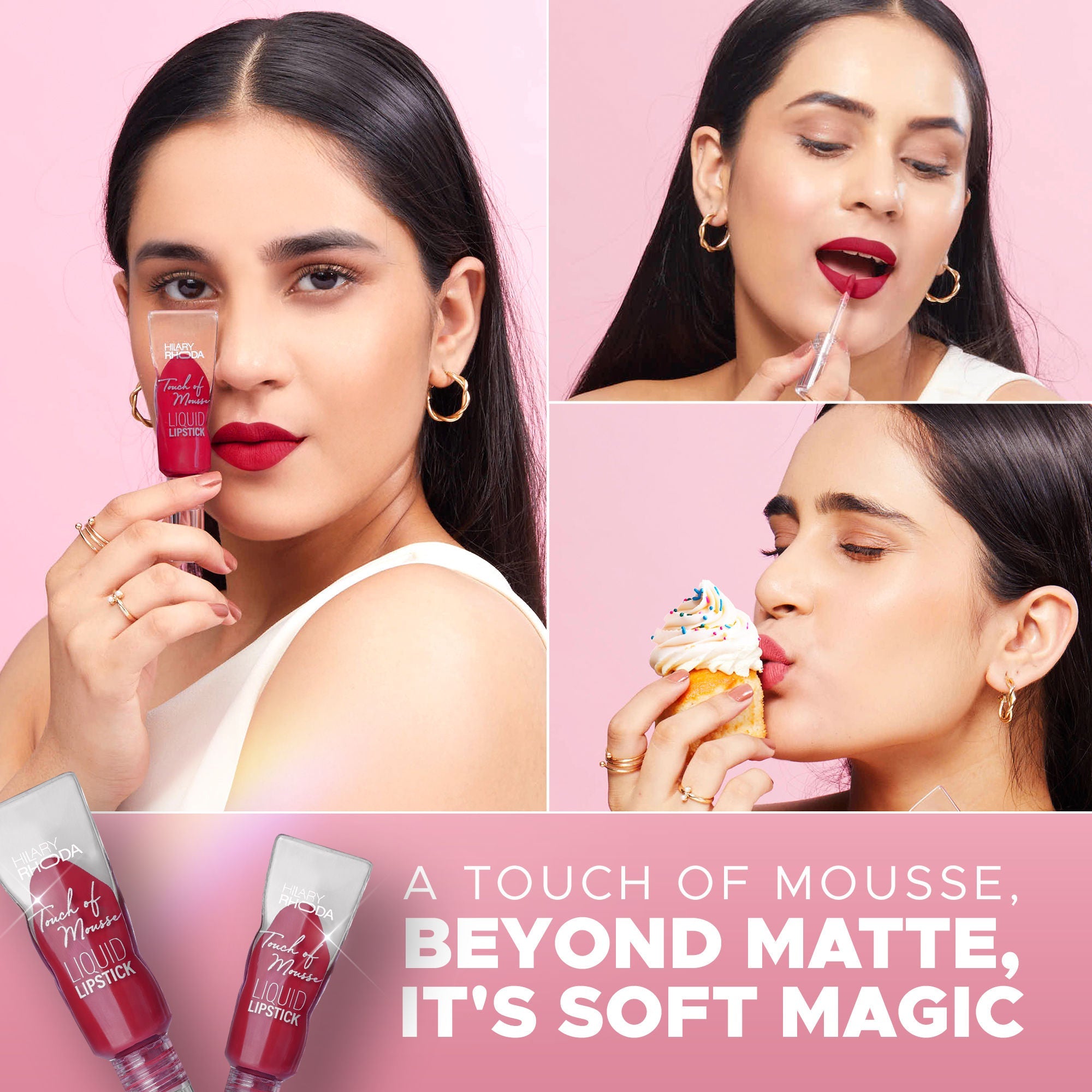 Hilary Rhoda Touch Of Mousse Waterproof Lipstick - Ruby Pink 08 - Distacart