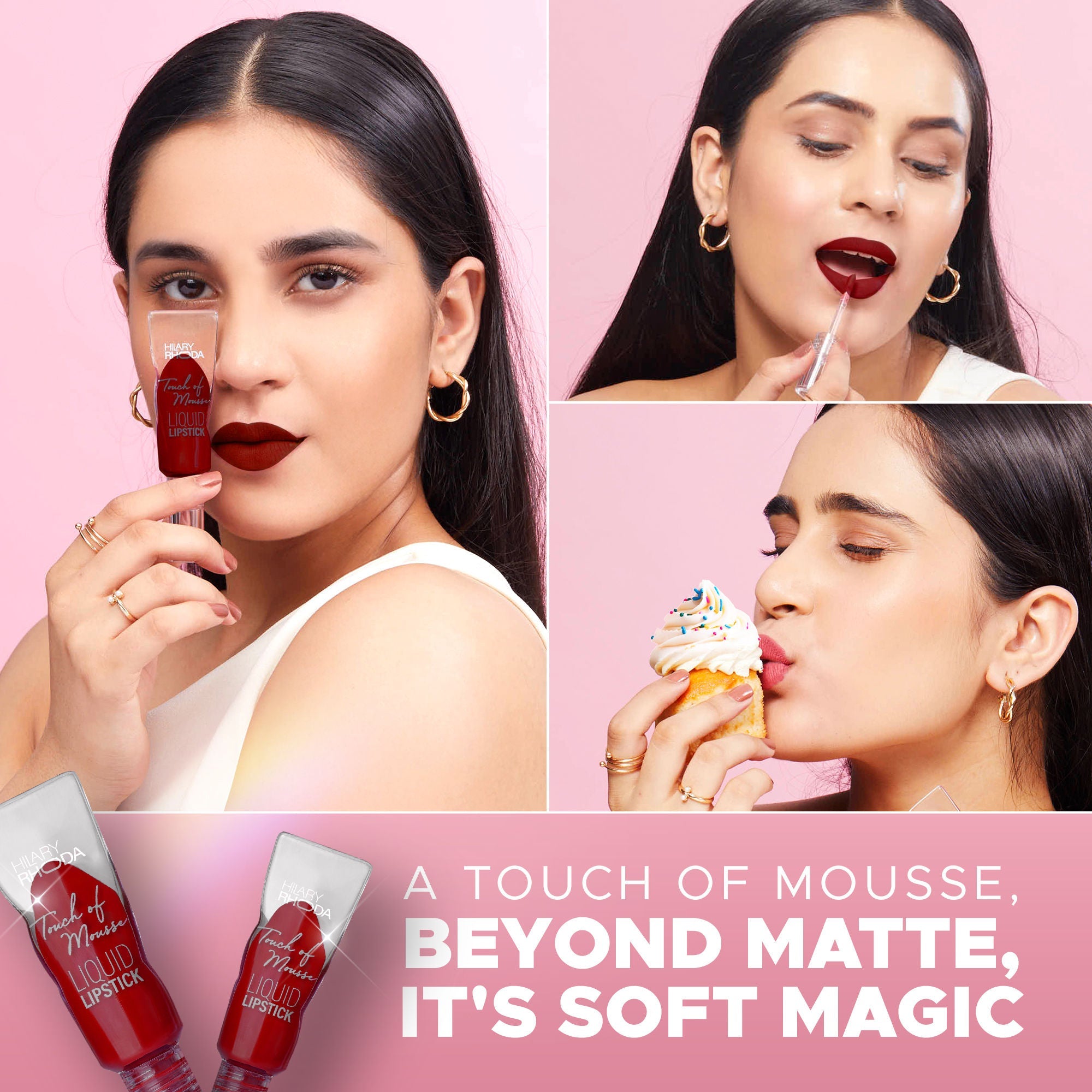 Hilary Rhoda Touch Of Mousse Waterproof Lipstick - Wild Wine 10 - Distacart