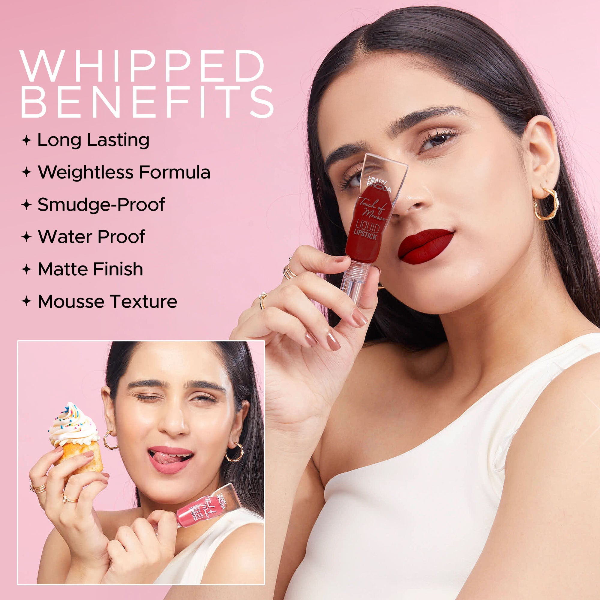Hilary Rhoda Touch Of Mousse Waterproof Lipstick - Wild Wine 10 - Distacart