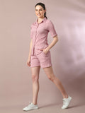 Myshka Women's Pink Solid Regular Fit Shirt