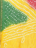 Juniper Mustard Bandhani Tie-Dye Shantoon Dupatta For Women