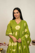 Joban Fashion Green Tie & Dye Cotton Suit Set - Distacart