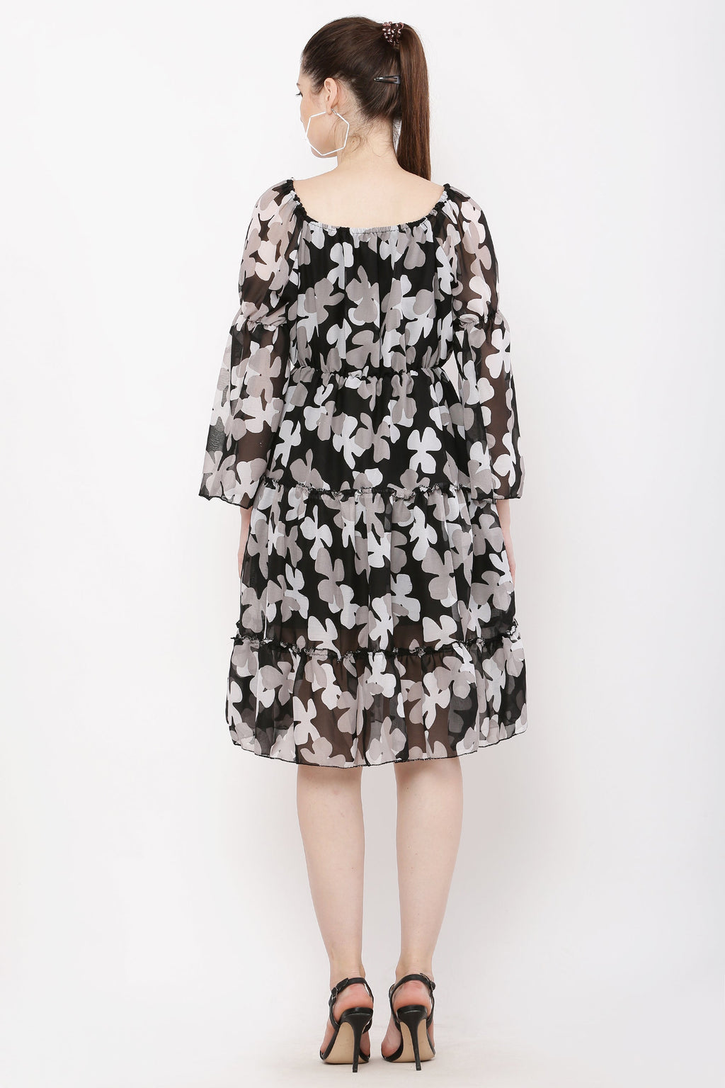 PAVONINE Black Color Flower Notch Midi For Girls - Distacart