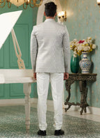 Raivat Ethnic Art Silk Embroidery and Thread Work Jodhpuri in Grey Colour