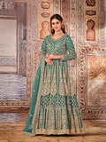 Anaita Green Embroidered Net Anarkali Suit - Distacart