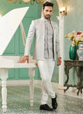 Raivat Ethnic Art Silk Embroidery and Thread Work Jodhpuri in Grey Colour